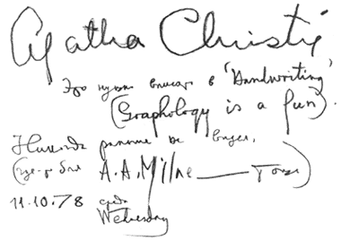 Agatha Christie. Это нужно вписать в «Handwriting